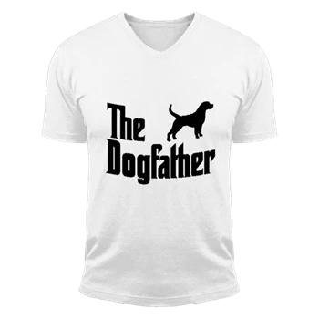 The Dogfather Tee, Funny Animal Lover Dog T-shirt,  Lover Gift Design. Pet clipart Unisex Fashion Short Sleeve V-Neck T-Shirt