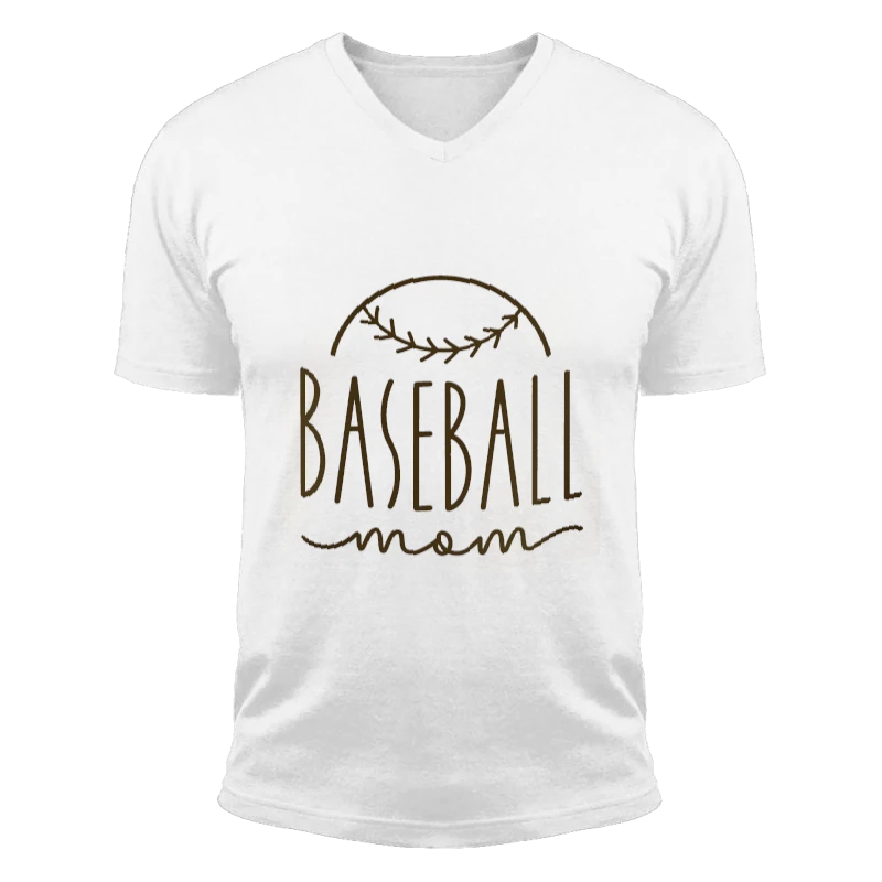 Baseball Mom Design,Baseball Graphic, Silhouette, Baseball Mom Cool-White - Unisex Fashion Short Sleeve V-Neck T-Shirt