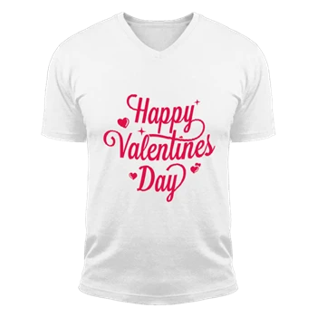 Happy valentine day Tee, Happy heart clipart T-shirt,  Valentine clipart design Unisex Fashion Short Sleeve V-Neck T-Shirt