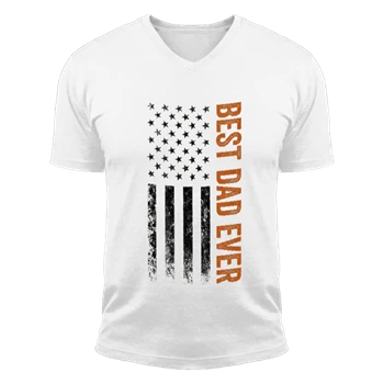 Father's day Best dad ever Tee,  US american flag father day design Unisex Fashion Short Sleeve V-Neck T-Shirt
