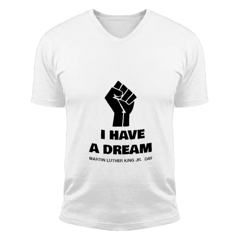 Martin Luther King JR. Day, - I have a dream-White - Unisex Fashion Short Sleeve V-Neck T-Shirt