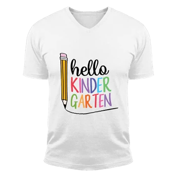 Hello Kindergarten Tee, Kindergarten Teacher T-shirt, First Day of School Shirt, Back To School Tee, First Grade T-shirt,  Students Unisex Fashion Short Sleeve V-Neck T-Shirt