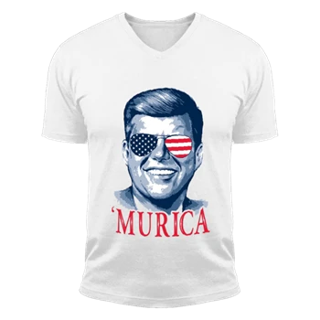 J Kennedy Tee, Presidents Murica T-shirt, 4th of July Shirt, Memorial Day Tee,  USA Pride Clipart Unisex Fashion Short Sleeve V-Neck T-Shirt