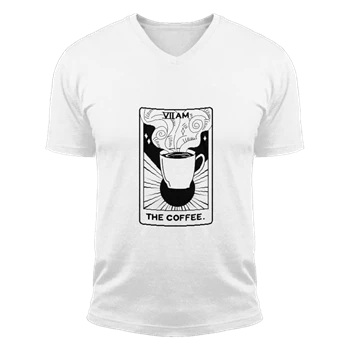 Crazy Dog Clipart Tee, Coffee Tarot Card. Funny Morning Cup T-shirt,  Fortune Teller Design Unisex Fashion Short Sleeve V-Neck T-Shirt
