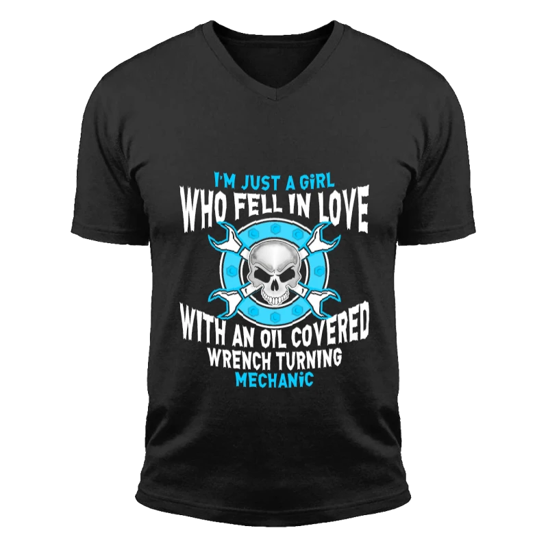 Machenic girl,Just a Girl Who Fell in Love, Fell in Love with Mechanic, Nice gift for machanic's wife or girlfriend- - Unisex Fashion Short Sleeve V-Neck T-Shirt