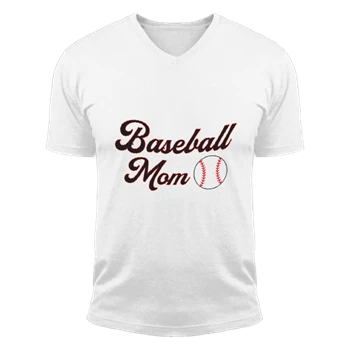 Baseball Mom Clipart Tee,  Game Day Mother's Day Mama Graphic Unisex Fashion Short Sleeve V-Neck T-Shirt