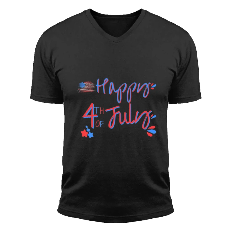 4th of July, Happy 4th, Freedom, Fourth Of July, Patriotic, Independence Day, Patriotic Family- - Unisex Fashion Short Sleeve V-Neck T-Shirt