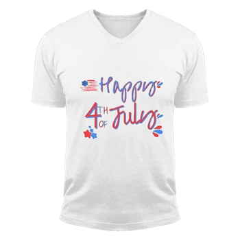 4th of July Tee, Happy 4th T-shirt, Freedom Shirt, Fourth Of July Tee, Patriotic T-shirt, Independence Day Shirt,  Patriotic Family Unisex Fashion Short Sleeve V-Neck T-Shirt