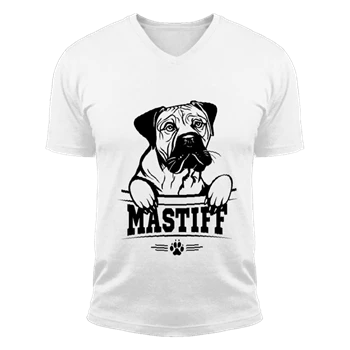 Mastiff Design Tee, Love Dogs T-shirt, Cute Puppy Shirt,  Dog Pet Unisex Fashion Short Sleeve V-Neck T-Shirt