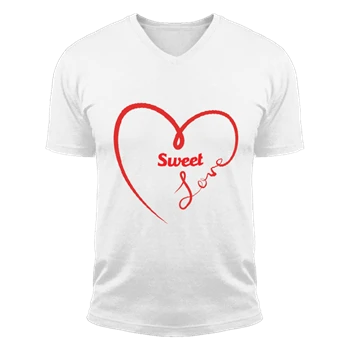 Sweet love Tee, sweet heart T-shirt, heart clipart Shirt,  valentine design Unisex Fashion Short Sleeve V-Neck T-Shirt