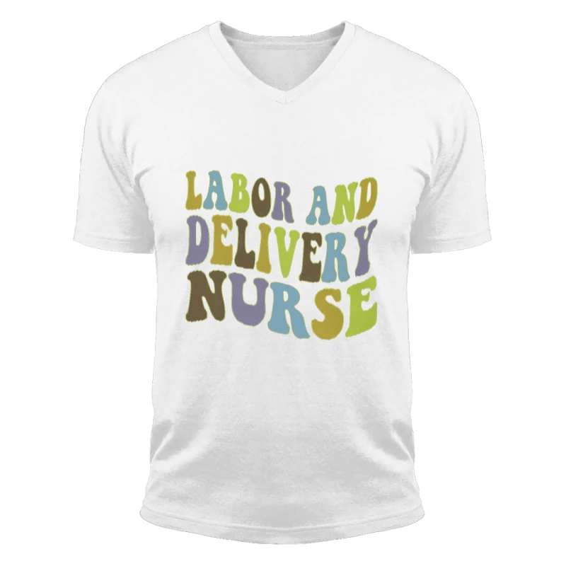 Labor and Delivery Nurse Design, Delivery Nurse Clipart, L&D Nurse Gift, Baby Nurse, Nursing Design, Nursing School Gift-White - Unisex Fashion Short Sleeve V-Neck T-Shirt
