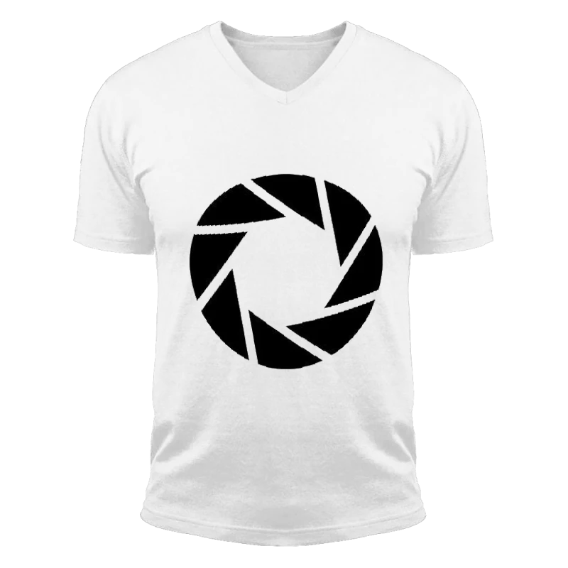 Aperture science Portal, Motif Printed Fun Design-White - Unisex Fashion Short Sleeve V-Neck T-Shirt