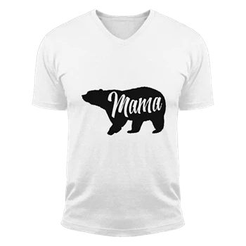 Mama Bear Clipart Tee, Cute Funny Best Mom of Boys Girls T-shirt,  Cool Mother Graphic Unisex Fashion Short Sleeve V-Neck T-Shirt