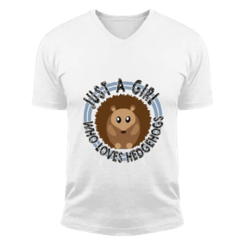 Just A Girl Who Loves Hedgehogs Tee, Hedgehog T-shirt, Hedgehog Youth Shirt,  Hedgehog Lover Unisex Fashion Short Sleeve V-Neck T-Shirt