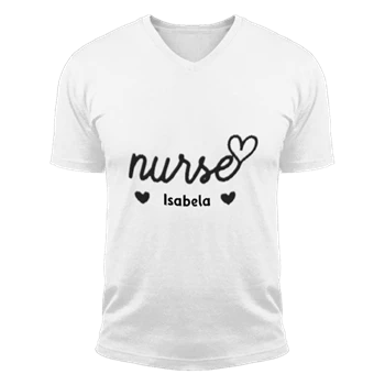 Personalized Nurse Tee, Custom Nurse T-shirt, Nurse Shirt, Nursing School Tee, Nurse Gift T-shirt, Cute Nurse Shirt,  Nurse Heart Unisex Fashion Short Sleeve V-Neck T-Shirt