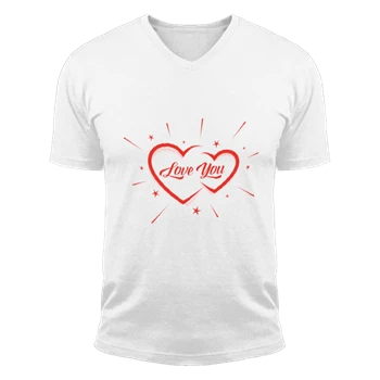 Love You Tee, Valentine Design T-shirt, Two Heart clipart Shirt, Heart Valentine Clipart Unisex Fashion Short Sleeve V-Neck T-Shirt