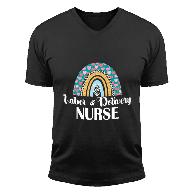 Labor and Delivery Nurse Clipart, L&D Nurse Design, Delivery Nurse Lifeline Graphic, Nurses Superhero Gift, Heartbeat Delivery Nurse- - Unisex Fashion Short Sleeve V-Neck T-Shirt
