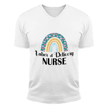 Labor and Delivery Nurse Clipart Tee, L&D Nurse Design T-shirt, Delivery Nurse Lifeline Graphic Shirt, Nurses Superhero Gift Tee,  Heartbeat Delivery Nurse Unisex Fashion Short Sleeve V-Neck T-Shirt