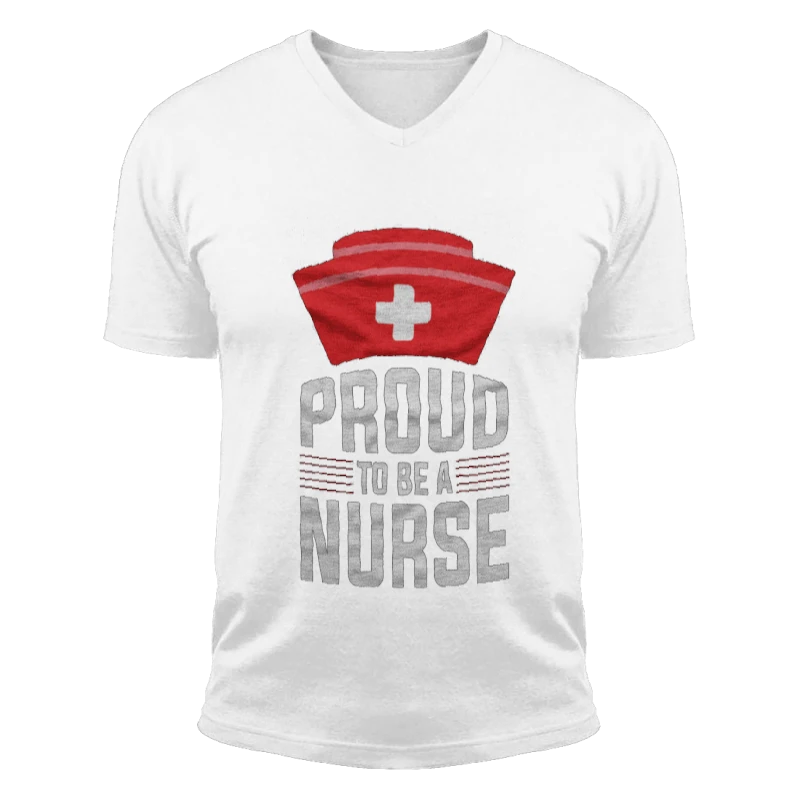 Proud To Be A Nurse Clipart, Nursing Pride Graphic, Nurse Design-White - Unisex Fashion Short Sleeve V-Neck T-Shirt