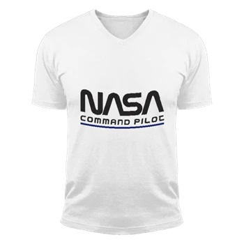Nasa Command Pilot Design Tee,  Nasa Funny Pilot Graphic Unisex Fashion Short Sleeve V-Neck T-Shirt