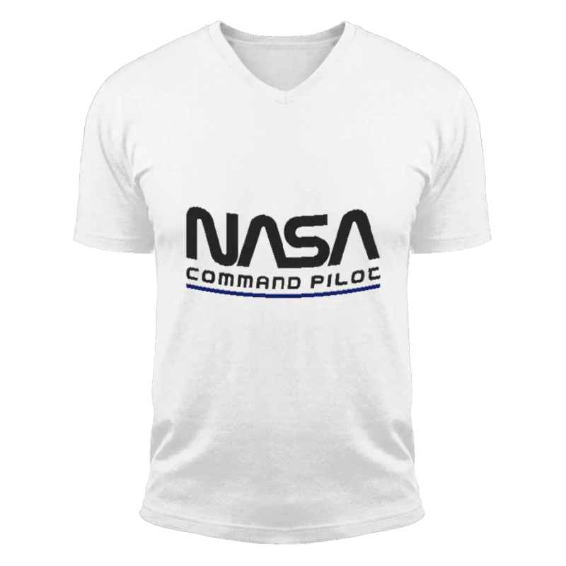 Nasa Command Pilot Design, Nasa Funny Pilot Graphic-White - Unisex Fashion Short Sleeve V-Neck T-Shirt