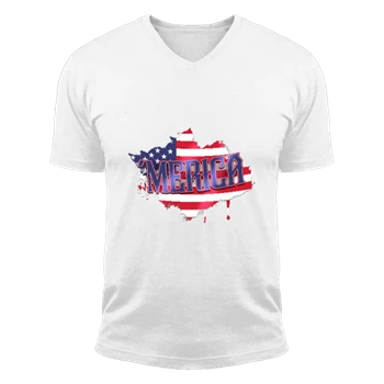Fourth of July Tee, 4th of July T-shirt, Patriotic Shirt, America Tee, Independence Day T-shirt, Memorial Day Shirt,  American Flag Unisex Fashion Short Sleeve V-Neck T-Shirt