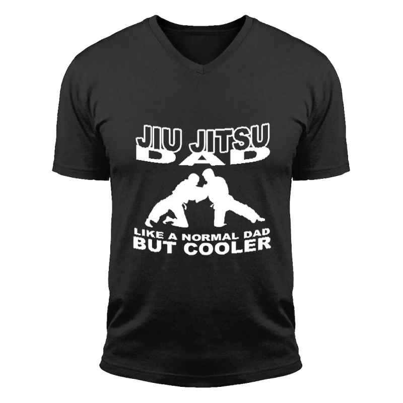 Jiu Jitsu Dad Design, Novelty Martial Arts Design, Jitsu clipart- - Unisex Fashion Short Sleeve V-Neck T-Shirt
