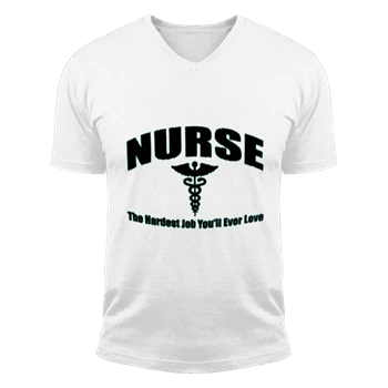 Nurse Clipart Tee, Nursing The Hardest Job You Will Ever Love T-shirt,  RN LPN CNA Hospital Graphic Unisex Fashion Short Sleeve V-Neck T-Shirt