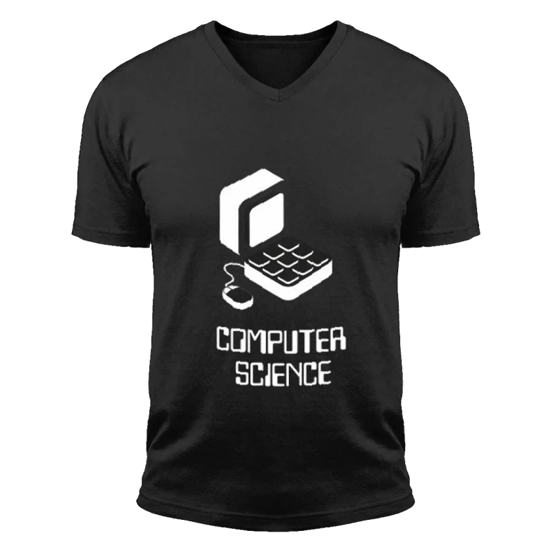 Computer Science Old School PC, Coder Funny clipart, Computer clipart- - Unisex Fashion Short Sleeve V-Neck T-Shirt