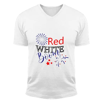 Red White Boom Tee, 4th Of July T-shirt, Independence Day Shirt, Fourth Of July Tee, Patriotic T-shirt, God Bless America Shirt,  American Flag Unisex Fashion Short Sleeve V-Neck T-Shirt