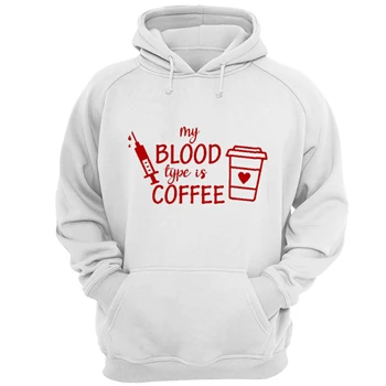 Blood Type Coffee clipart Tee, Nurse Medical Funny Design T-shirt,  Funny Nursing Graphic Unisex Heavy Blend Hooded Sweatshirt