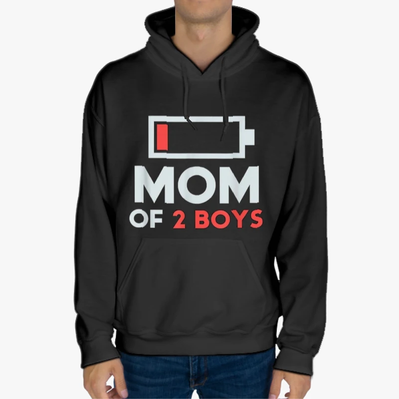 Mom of 2 Boys, Gift from Son Mothers Day, Birthday Women Design-Black - Unisex Heavy Blend Hooded Sweatshirt