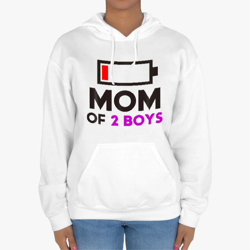 Mom of 2 Boys, Gift from Son Mothers Day, Birthday Women Design-White - Unisex Heavy Blend Hooded Sweatshirt