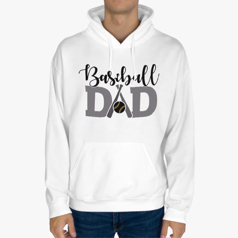 US BaseBall, Baseball Dad Design, Baseball Fan Dad, Dad Baseball Outfit, Fathers Day Gift For Baseball Dad, Gift For Baseball Dad, Sports Dad-White - Unisex Heavy Blend Hooded Sweatshirt