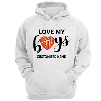 Love My Boys Basket Ball Tee, Family Birthday Gift T-shirt, Summer Tops Shirt,  Beach Sport Design Unisex Heavy Blend Hooded Sweatshirt