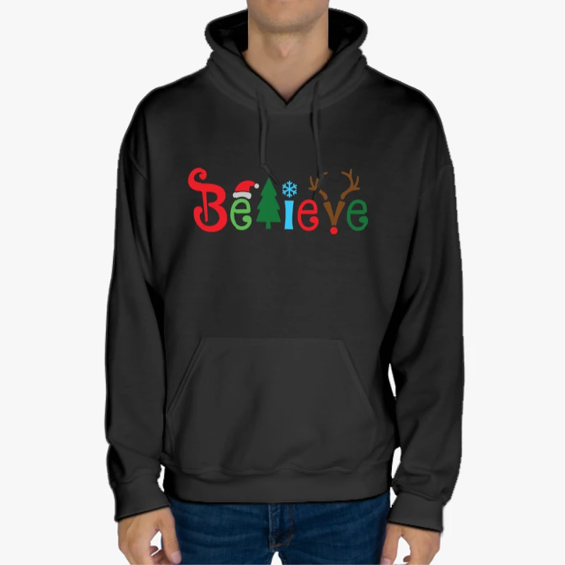 Believe Christmas, Christmas, Christmas Family,Believe,Christmas Gift, Holiday Gift.Christmas,Matching-Black - Unisex Heavy Blend Hooded Sweatshirt