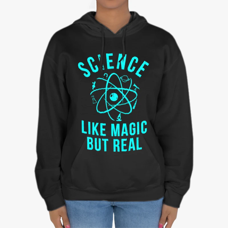 Science Like Magic But Real, Funny Nerdy Teacher-Black - Unisex Heavy Blend Hooded Sweatshirt