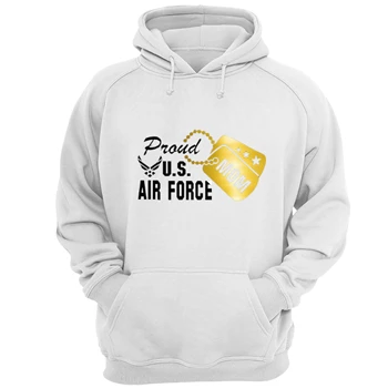 Proud Air Force Mom Tee, Metallic Gold Military Dog Tag T-shirt,  Dog tag clipart Unisex Heavy Blend Hooded Sweatshirt
