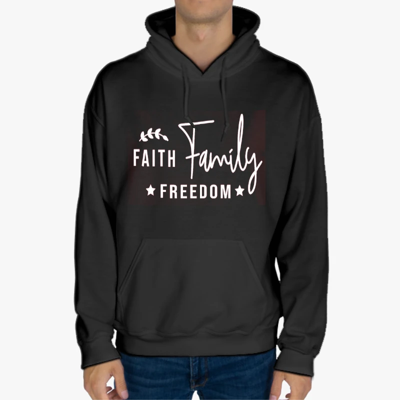 Faith Family Freedom, Happy 4th Of July, Independence Day, 4th of July Gift, Patriotic-Black - Unisex Heavy Blend Hooded Sweatshirt