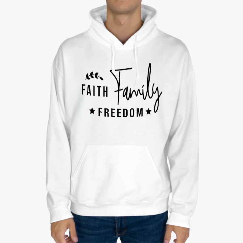Faith Family Freedom, Happy 4th Of July, Independence Day, 4th of July Gift, Patriotic-White - Unisex Heavy Blend Hooded Sweatshirt