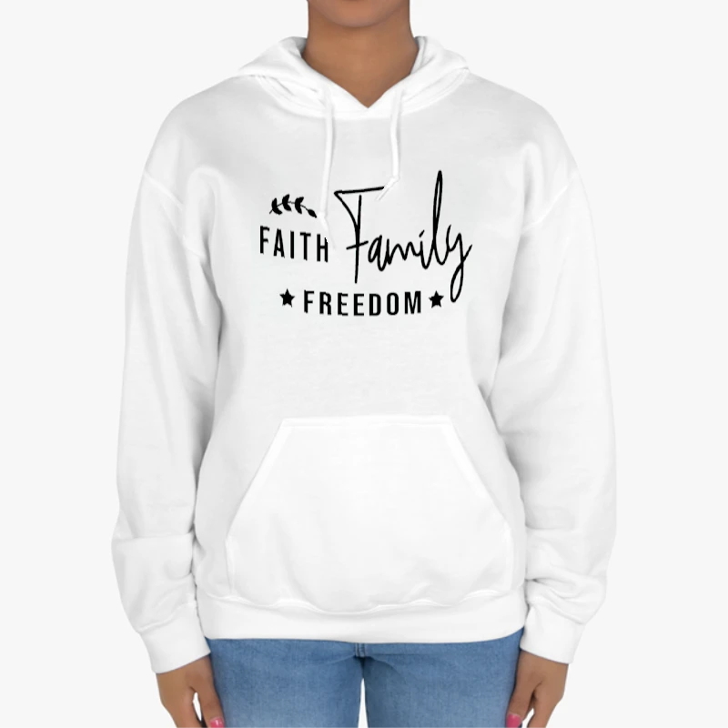 Faith Family Freedom, Happy 4th Of July, Independence Day, 4th of July Gift, Patriotic-White - Unisex Heavy Blend Hooded Sweatshirt