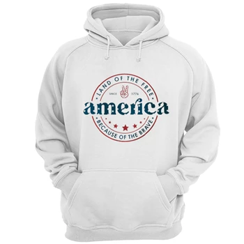 America Land Of The Free Because Of The Brave Tee, 4th of July T-shirt, Fourth of July Shirt, Patriotic Tee, Independence Day T-shirt,  Sublimation Unisex Heavy Blend Hooded Sweatshirt