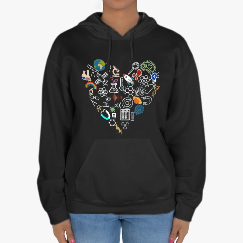 science heart Sweat clipart,Stem heart design. science Student Gift, Science graphic, Technology student-Black - Unisex Heavy Blend Hooded Sweatshirt