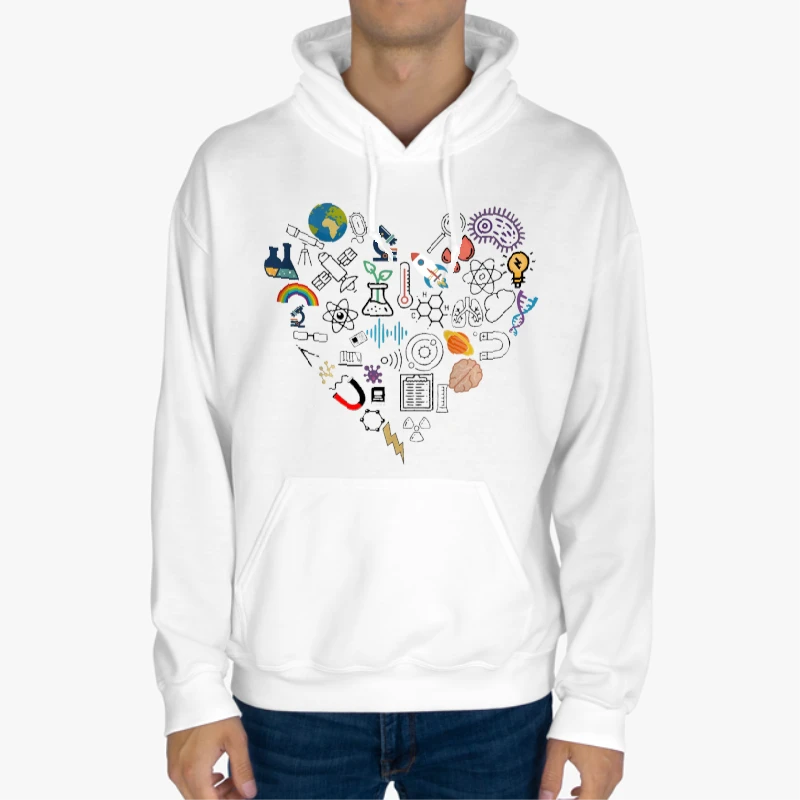 science heart Sweat clipart,Stem heart design. science Student Gift, Science graphic, Technology student-White - Unisex Heavy Blend Hooded Sweatshirt