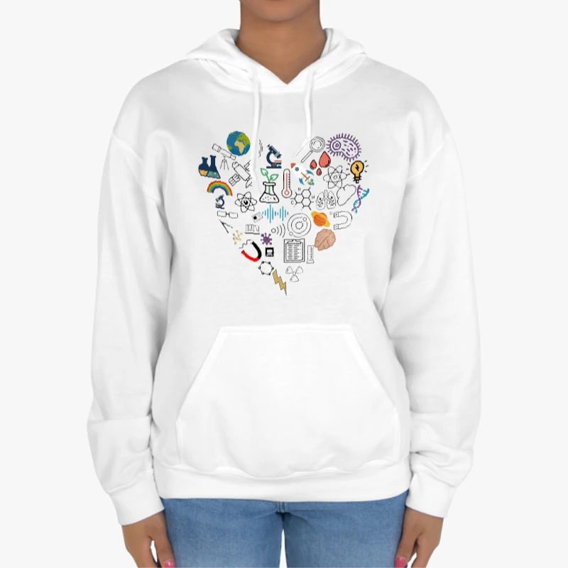 science heart Sweat clipart,Stem heart design. science Student Gift, Science graphic, Technology student-White - Unisex Heavy Blend Hooded Sweatshirt
