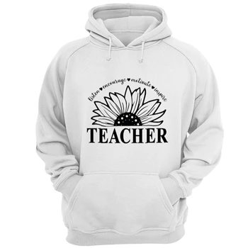 Teacher Sunflower Tee, Teach Encourage Motivate Inspire T-shirt, Teacher Life Shirt, School Tee, Back To School T-shirt, School Teacher Gift Unisex Heavy Blend Hooded Sweatshirt