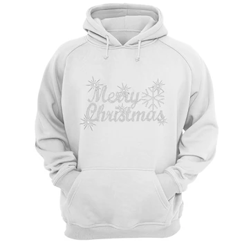 MERRY CHRISTMAS Tee, crystal rhinestone design T-shirt,  Ladies fitted XMAS clipart Unisex Heavy Blend Hooded Sweatshirt