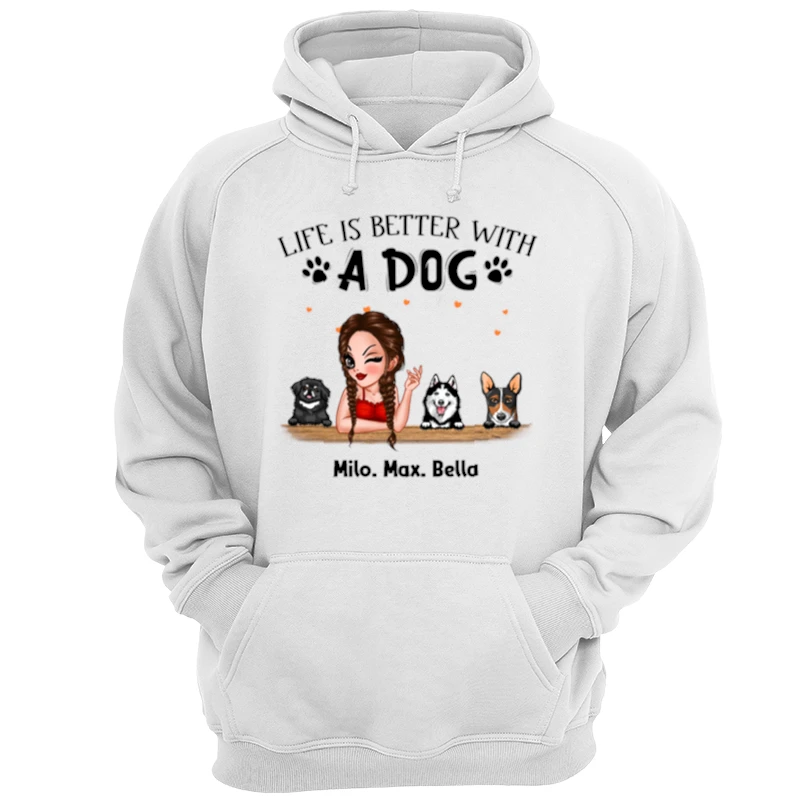 Personalized Life is better with a dog design, Customized Dogs Design- - Unisex Heavy Blend Hooded Sweatshirt
