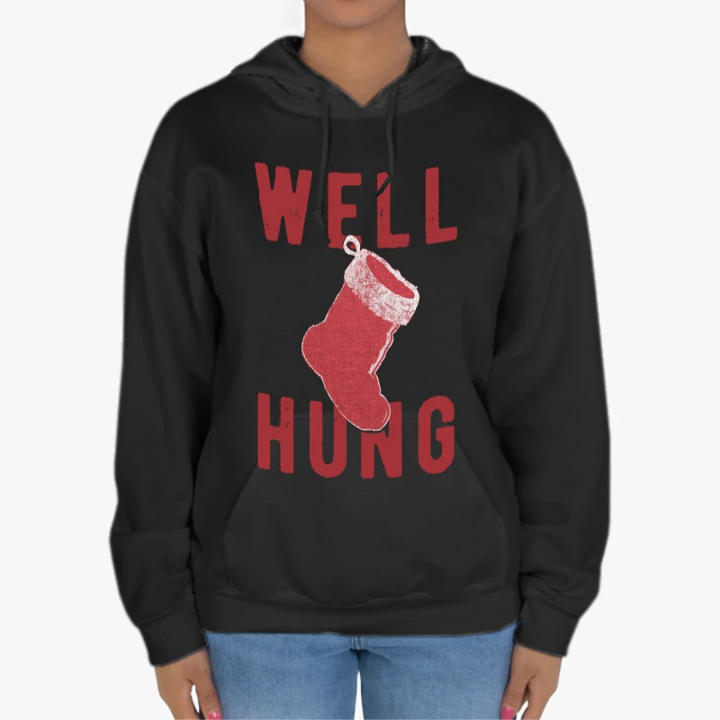 Well hung christmas, Christmas clipart,x-mas design-Black - Unisex Heavy Blend Hooded Sweatshirt