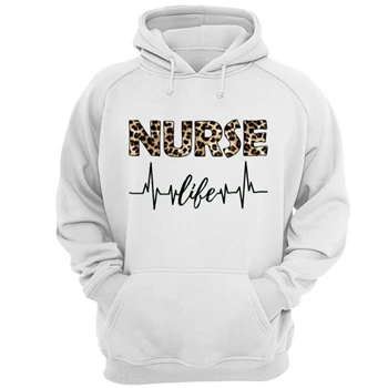 RN LPN Nurse Life Tee, Leopard Cheetah Design T-shirt,  Nursing clipart Unisex Heavy Blend Hooded Sweatshirt